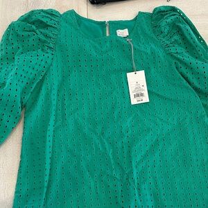 a new day Teal Eyelet Puff Sleeve Blouse